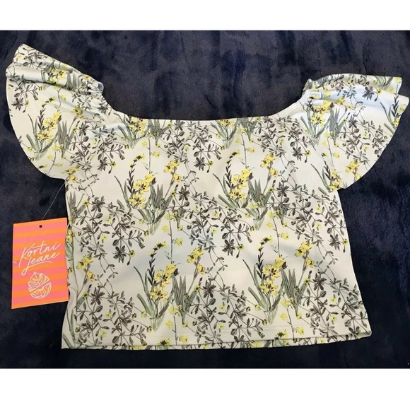 Kortni Jeane Ruffle Around Top Wild Flower Swim O4 - Picture 2 of 5